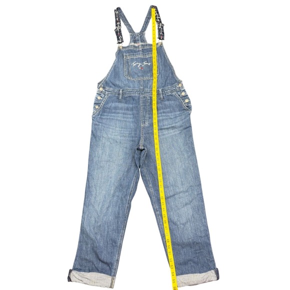 Tommy Jeans Denim Overalls Juniors Size 14 Adjustable Logo Straps Blue - Picture 10 of 12